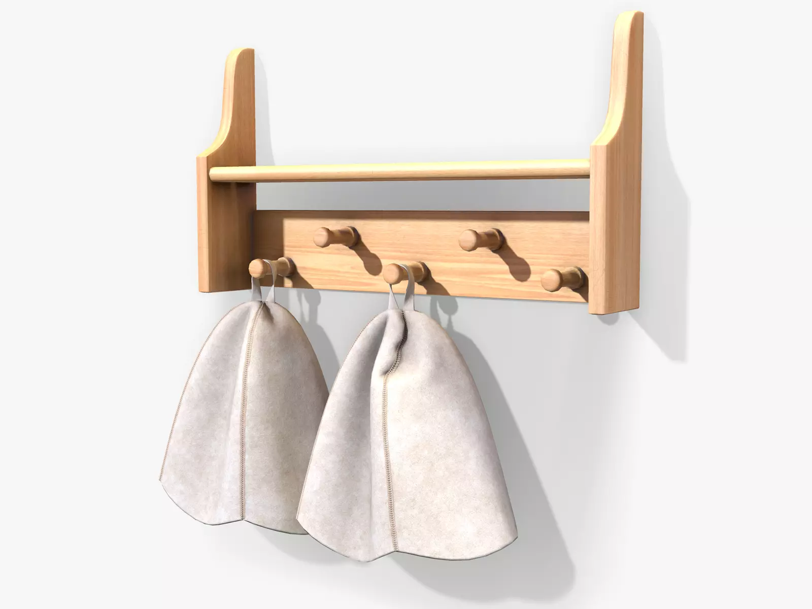 Sauna Shelf and Hats Low-poly 3D model_0