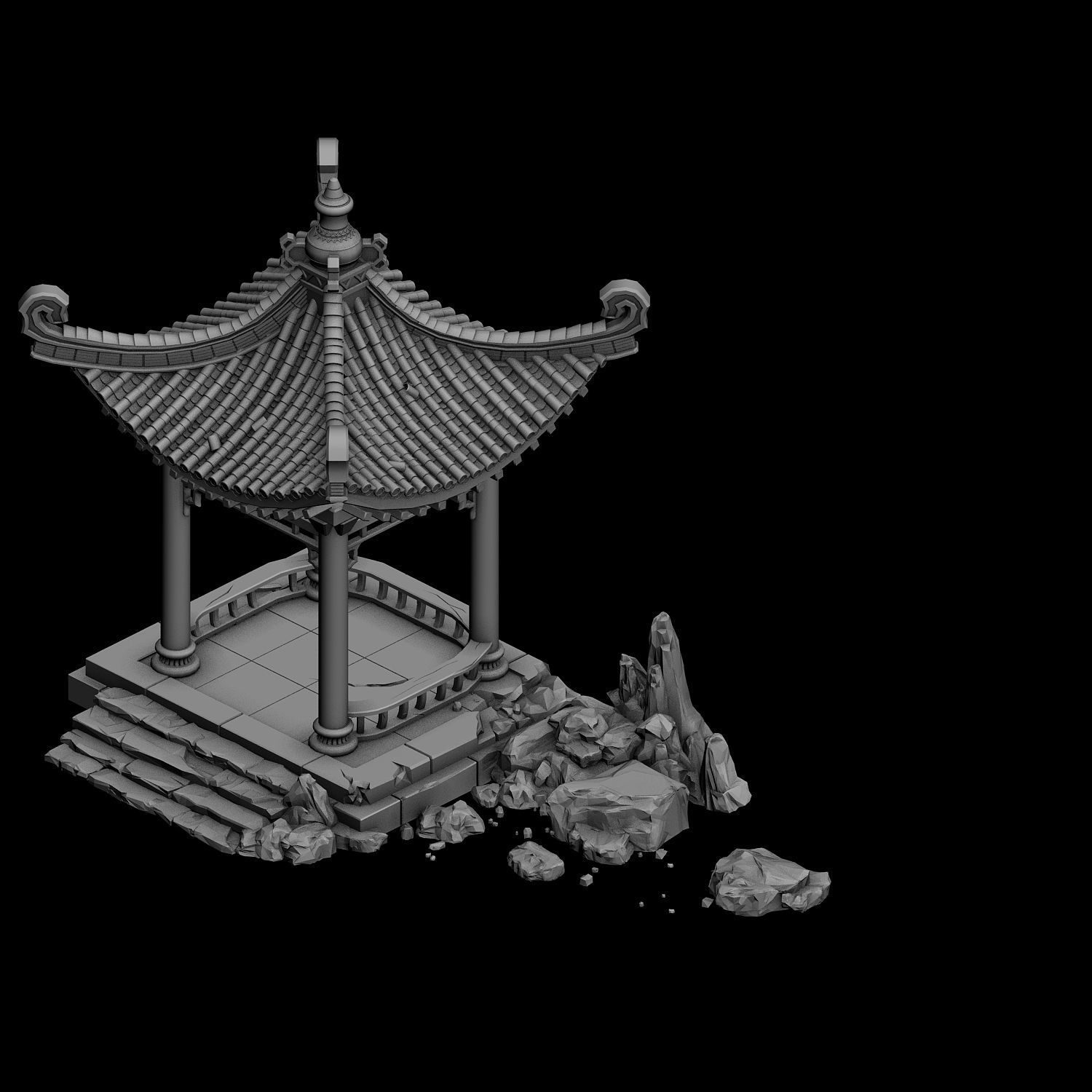 Game Building - Xinshoucun - Pavilion 17 3D model_2