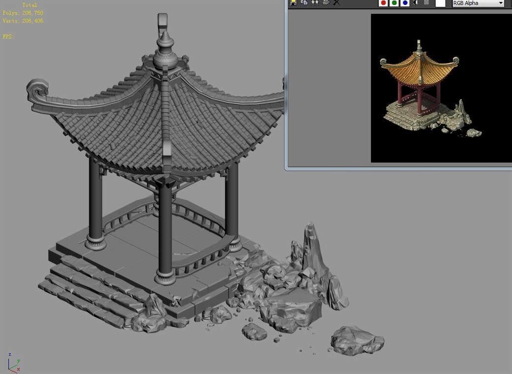Game Building - Xinshoucun - Pavilion 17 3D model_6