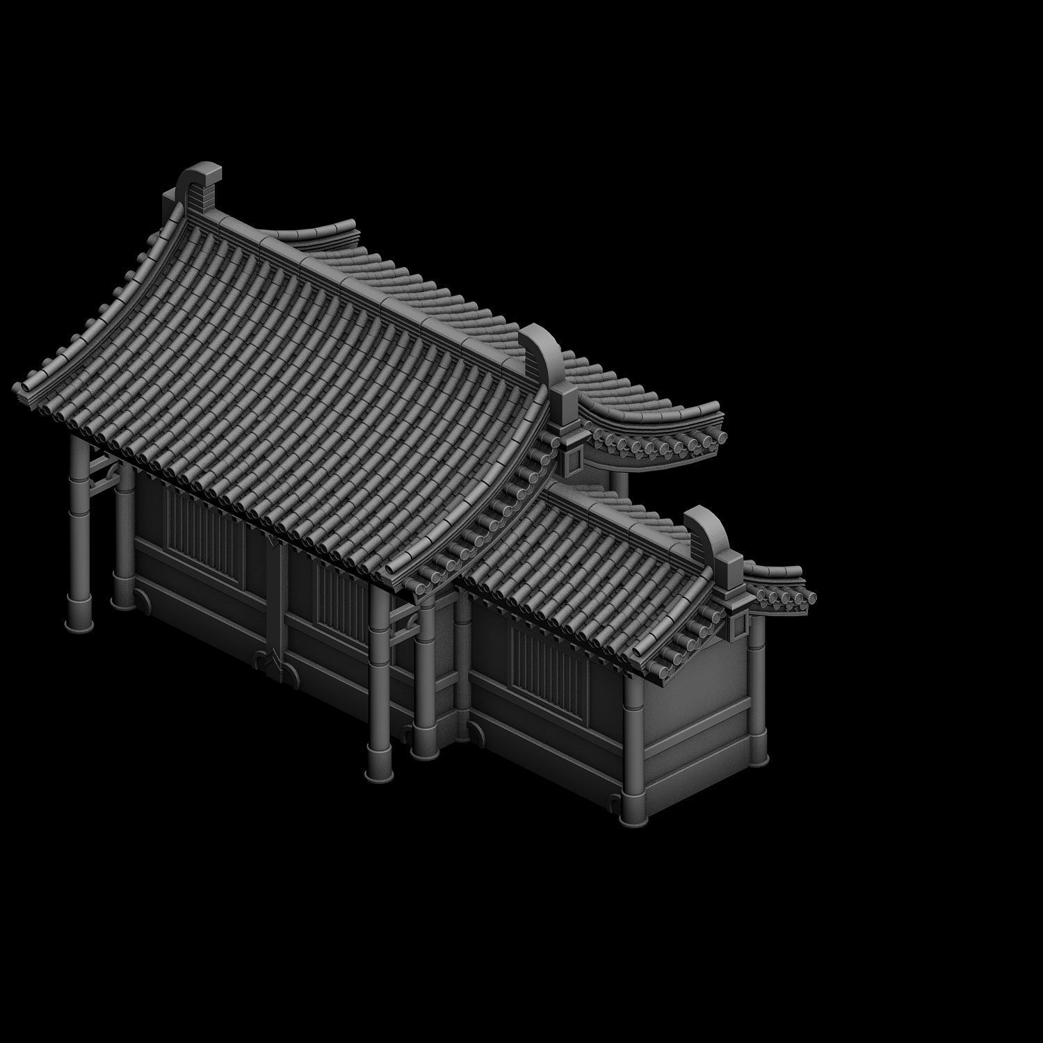 Game Building - Yan overlooking the house 01 3D model_2