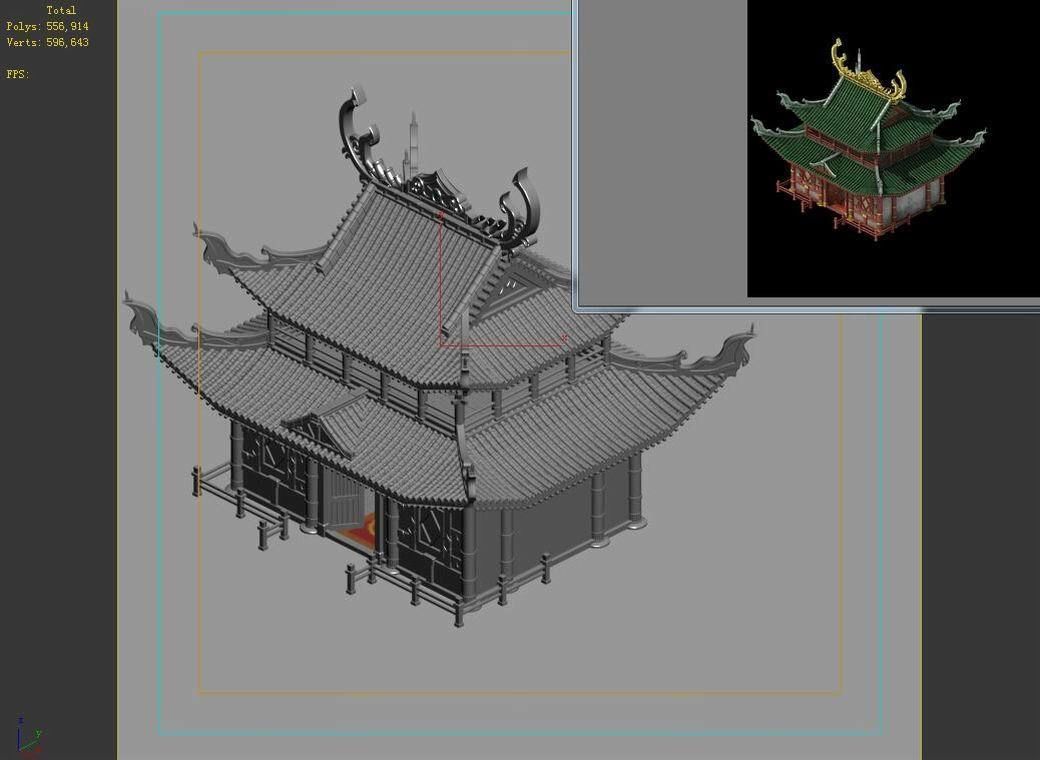 Game Building - Yan overlooking the house 02 3D model_6