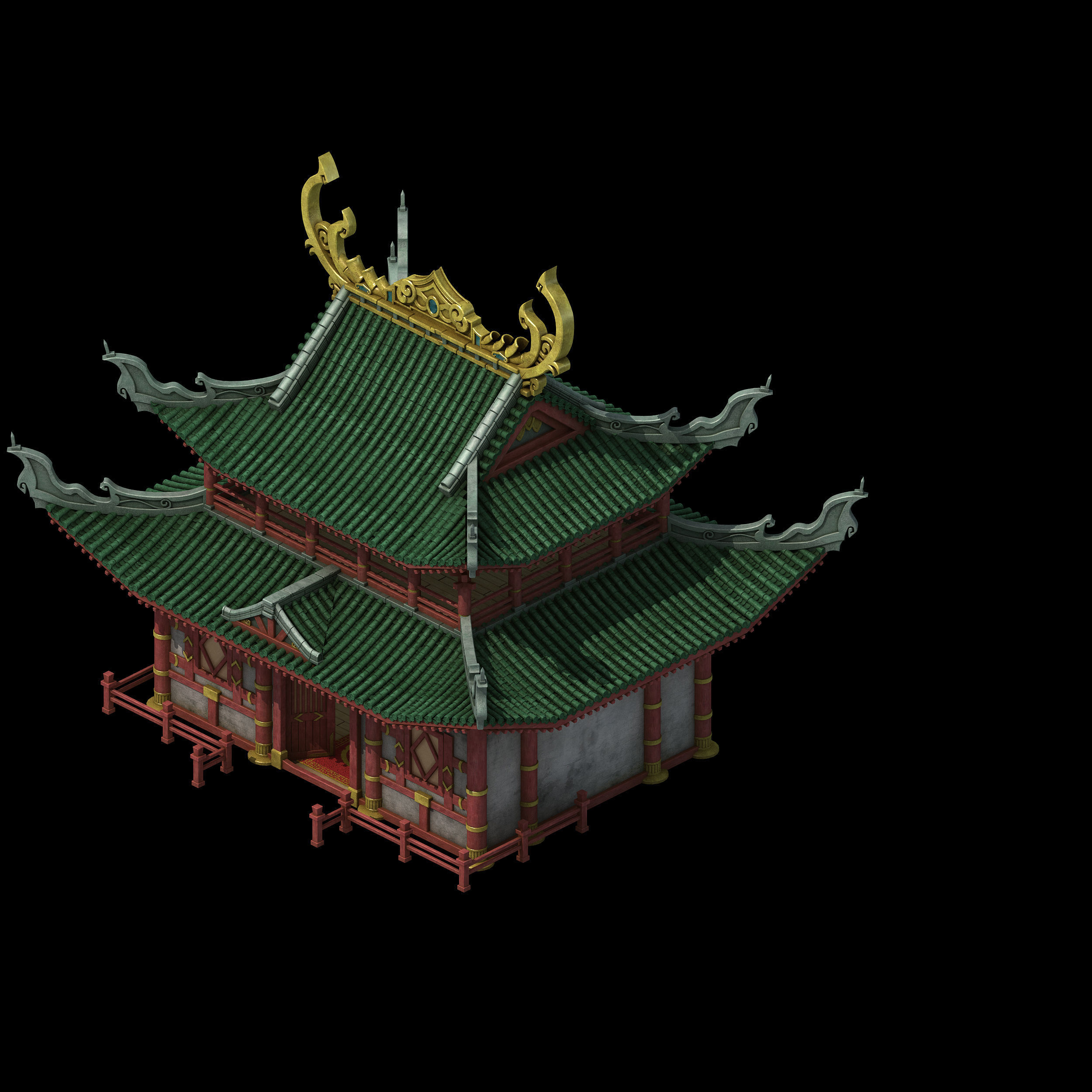 Game Building - Yan overlooking the house 02 3D model_1