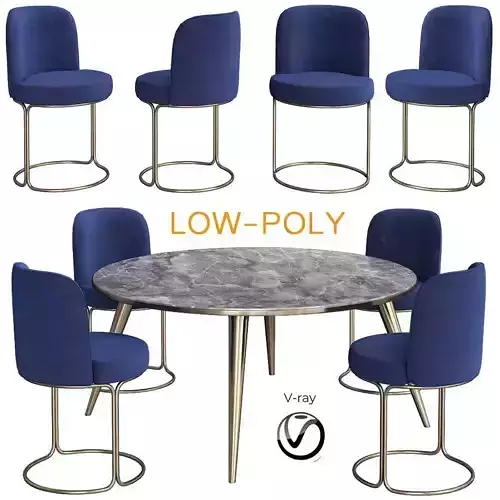 Cora Dining Chair - Velvet 3d model