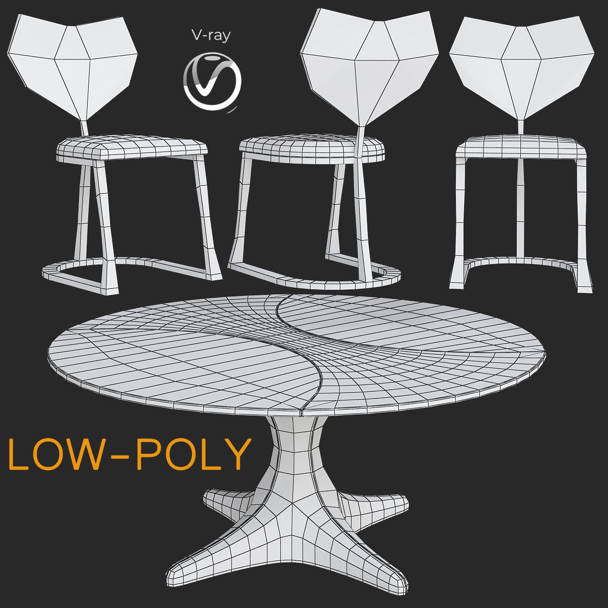 Product Detail - Lily Pad Table and Chairs II 3d model Low-poly 3D model_1
