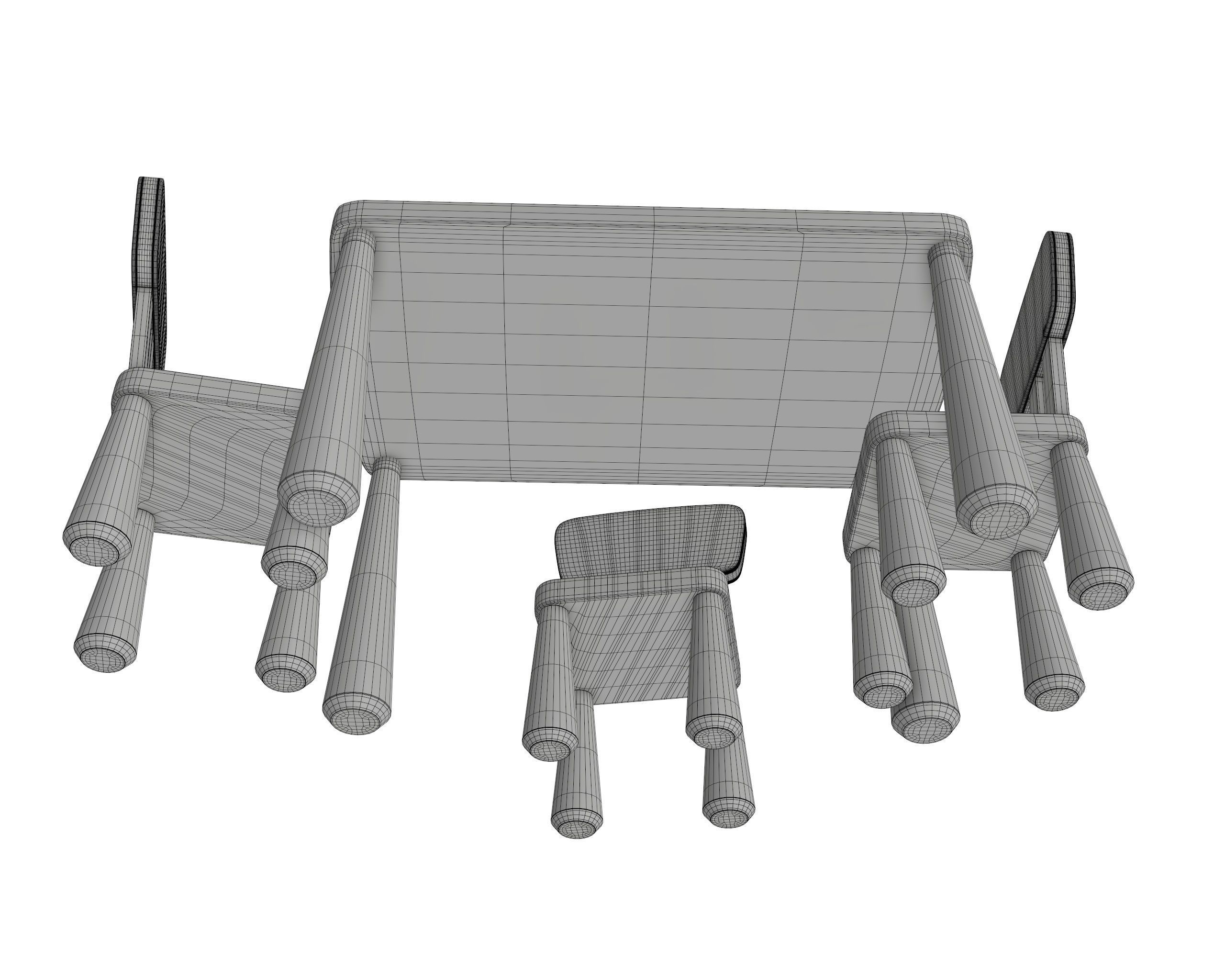 Table and chairs 3D model_8