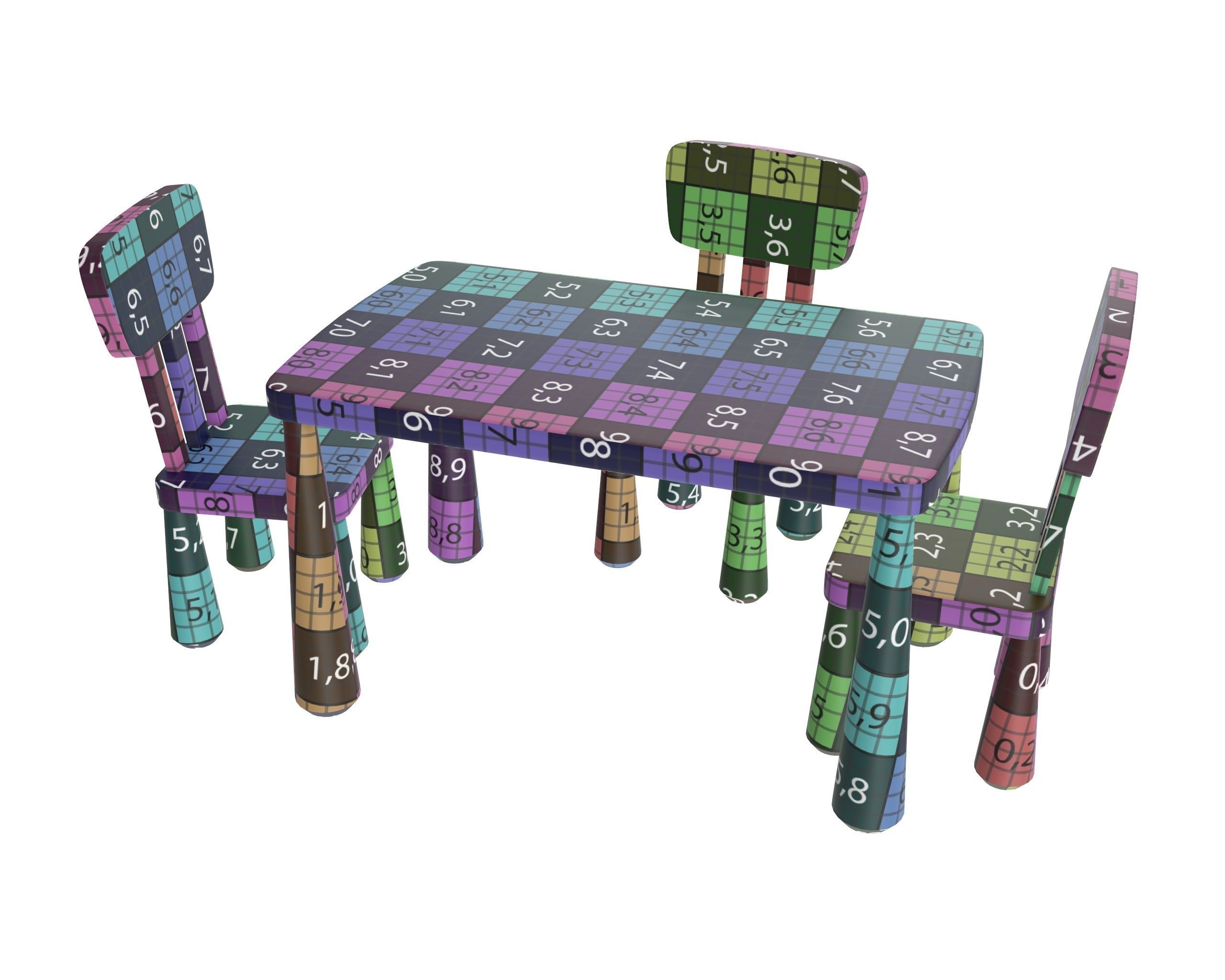 Table and chairs 3D model_9