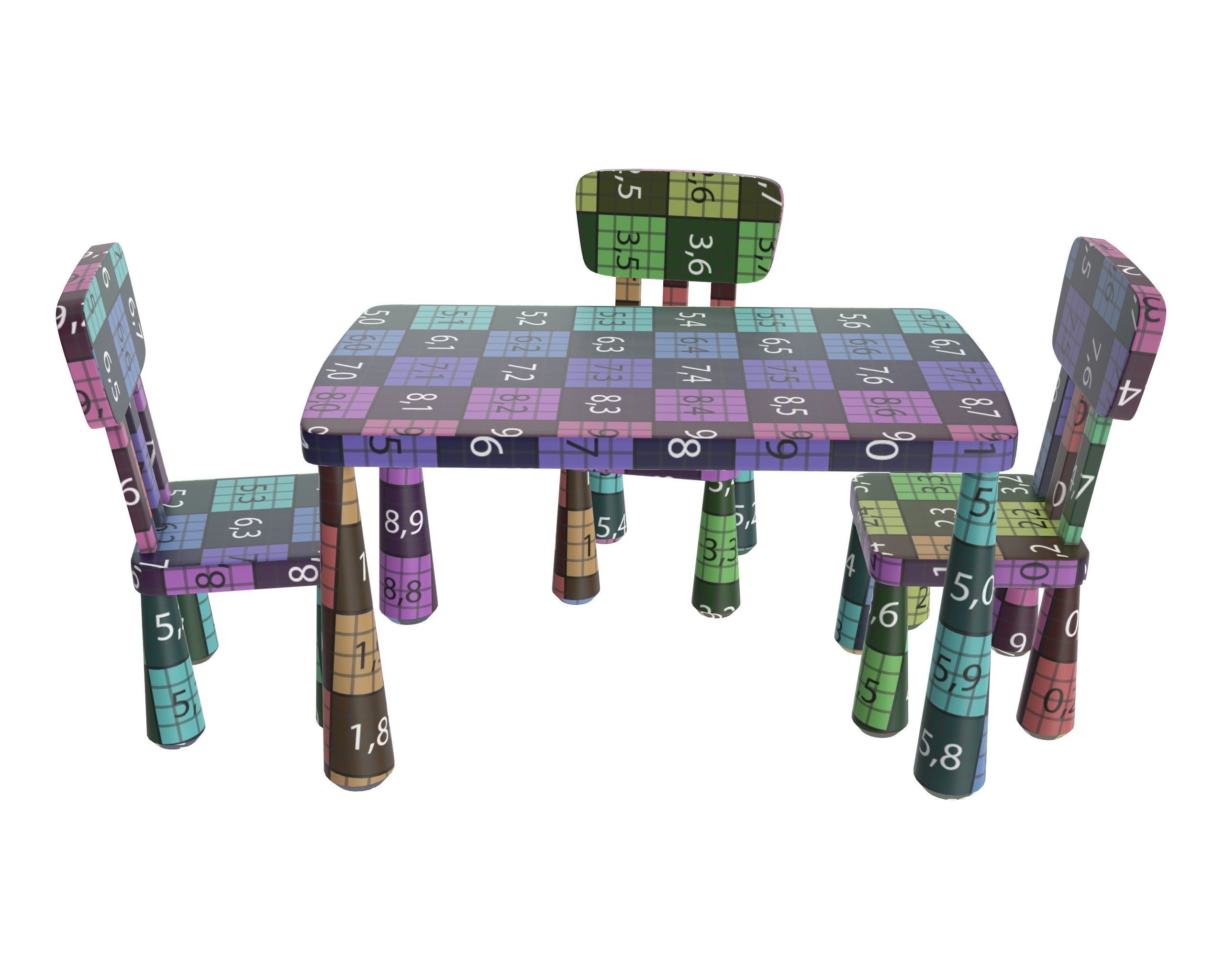 Table and chairs 3D model_10