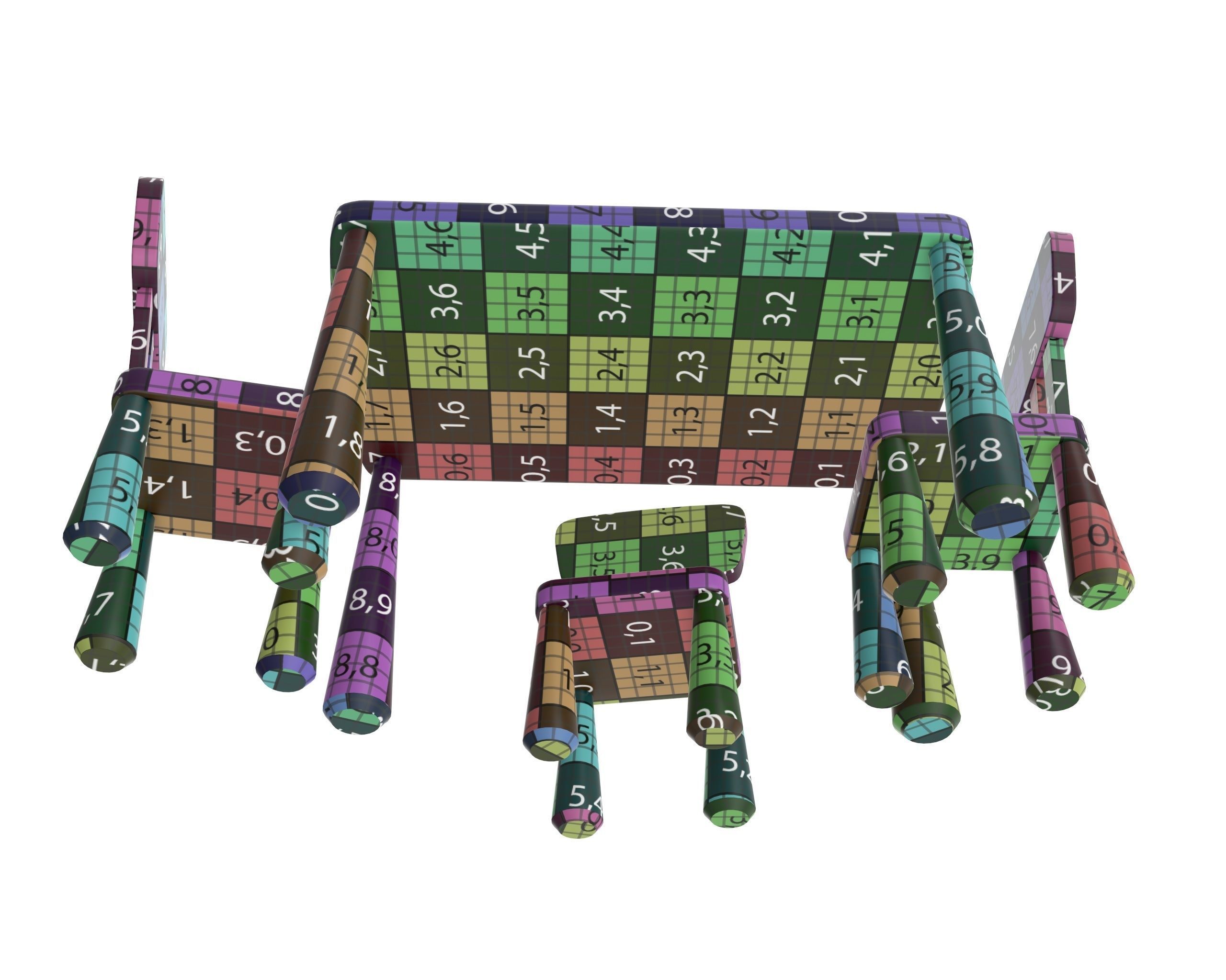 Table and chairs 3D model_12