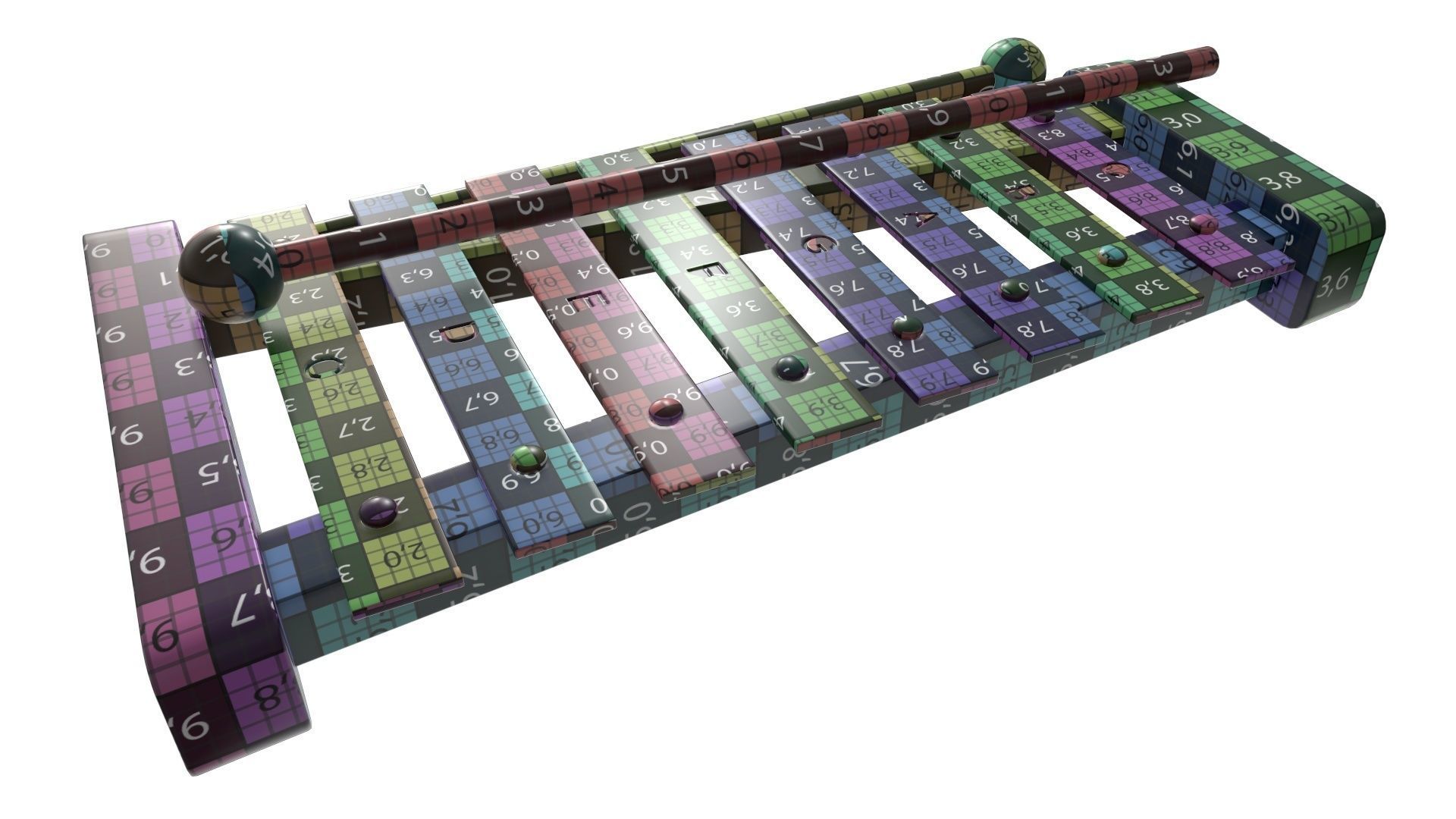 Xylophone rainbow childrens 3D model_12