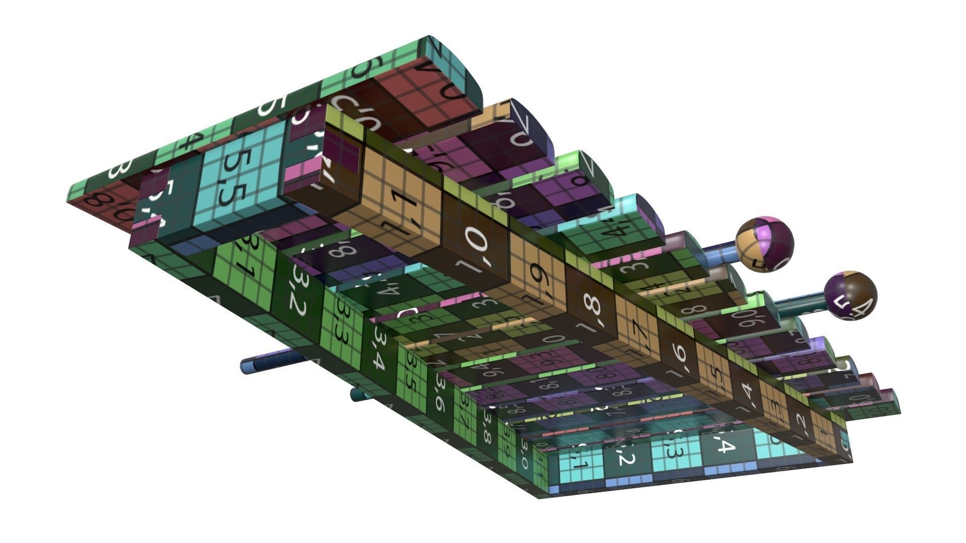 Xylophone toy colored 3D model_13