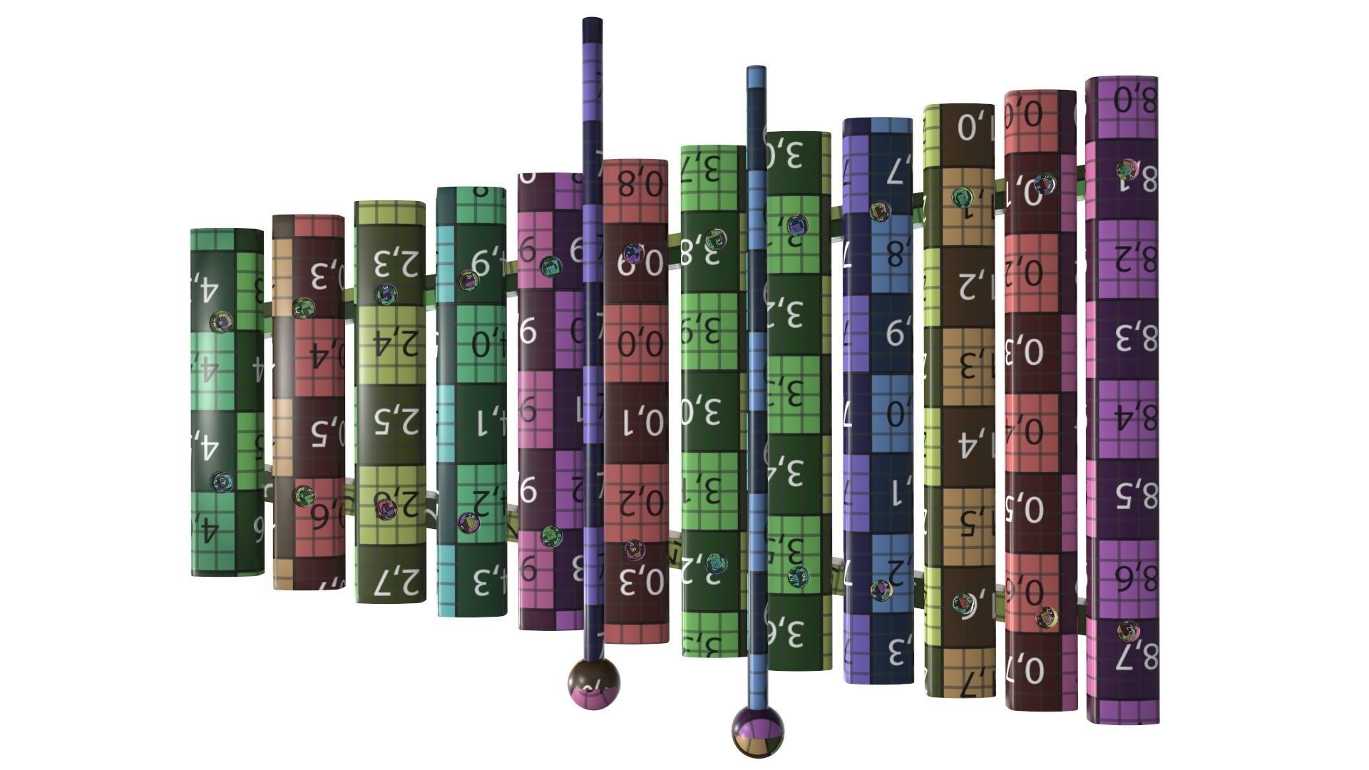 Xylophone toy colored 3D model_11