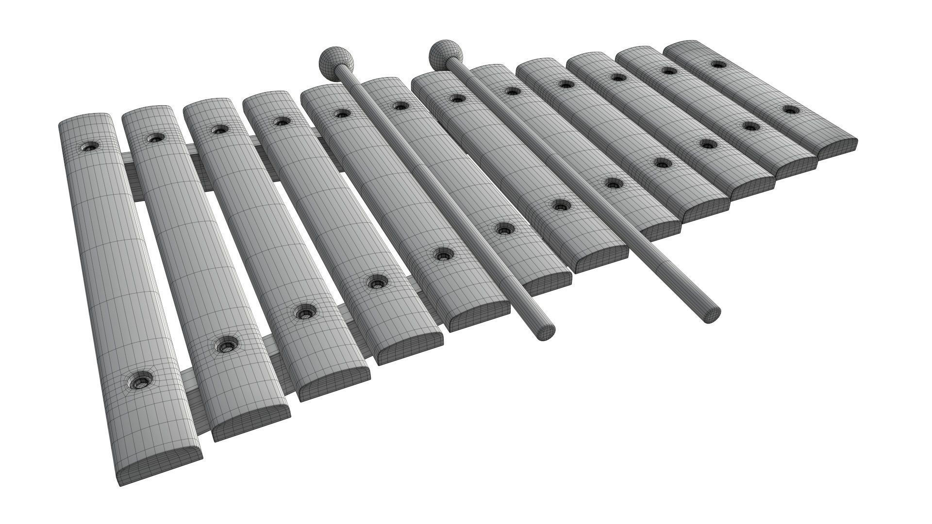 Xylophone toy colored 3D model_8