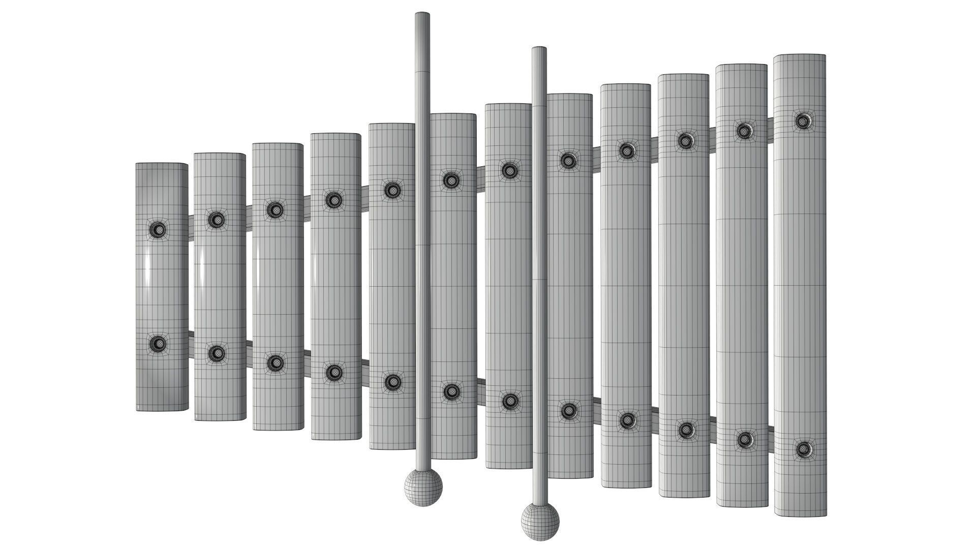 Xylophone toy colored 3D model_7