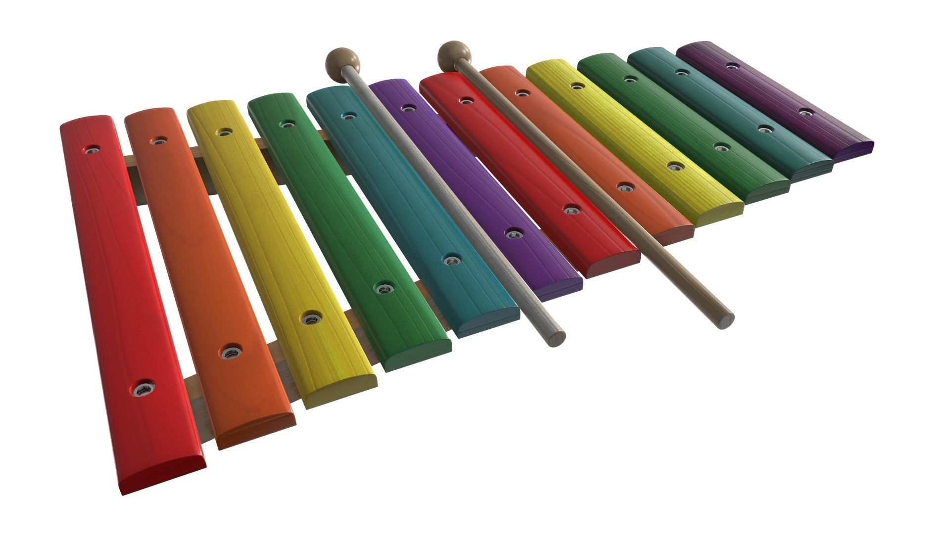 Xylophone toy colored 3D model_4