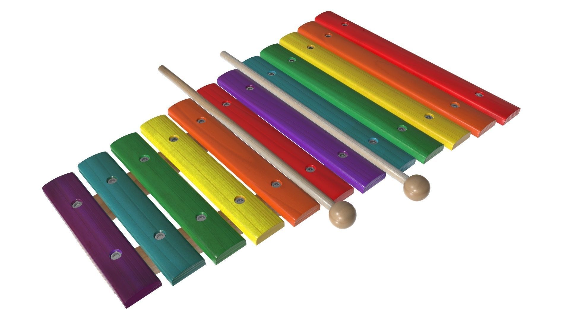 Xylophone toy colored 3D model_2