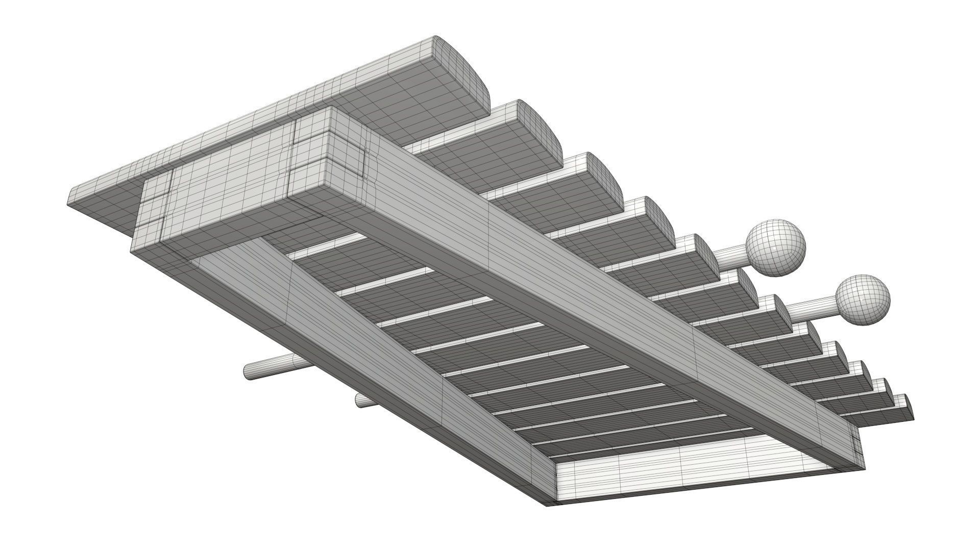 Xylophone toy colored 3D model_9