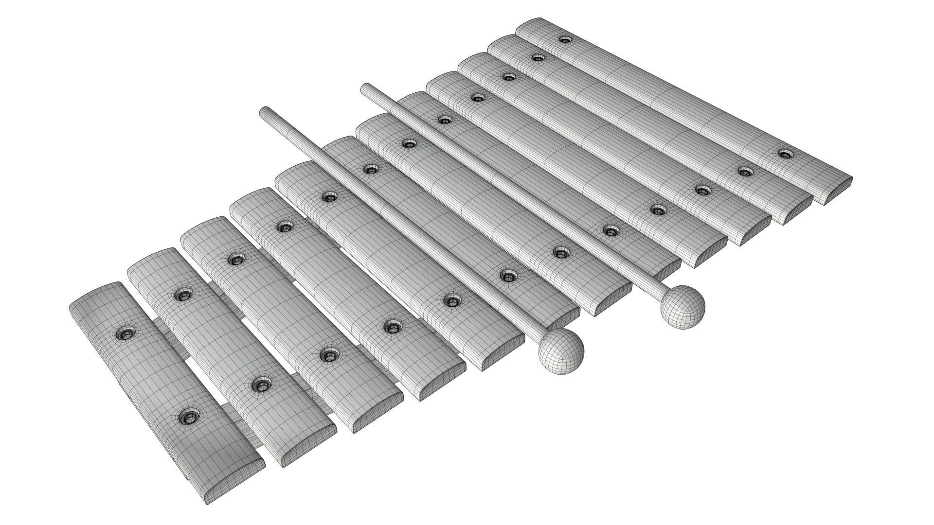 Xylophone toy colored 3D model_6