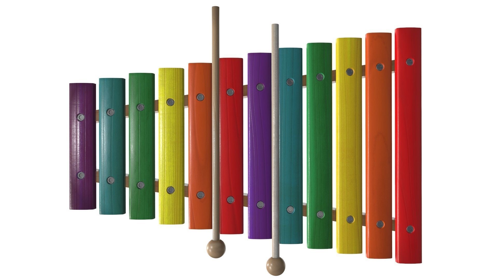 Xylophone toy colored 3D model_3