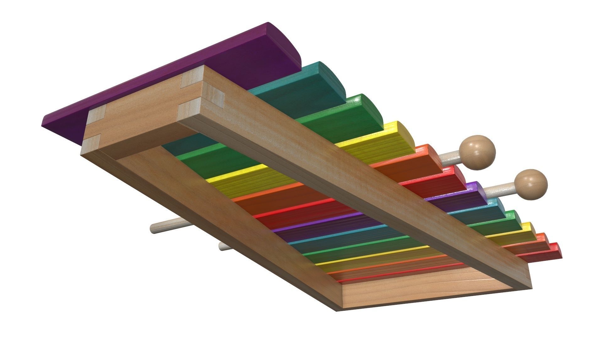 Xylophone toy colored 3D model_5