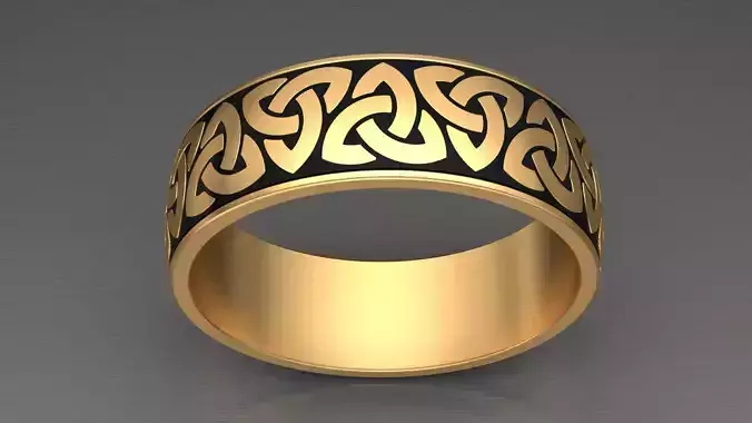 Celt Enamel Gold Wedding Ring