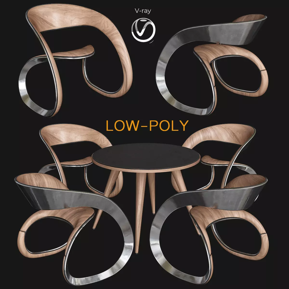 Cadeiras Design 3d model Low-poly 3D model_0