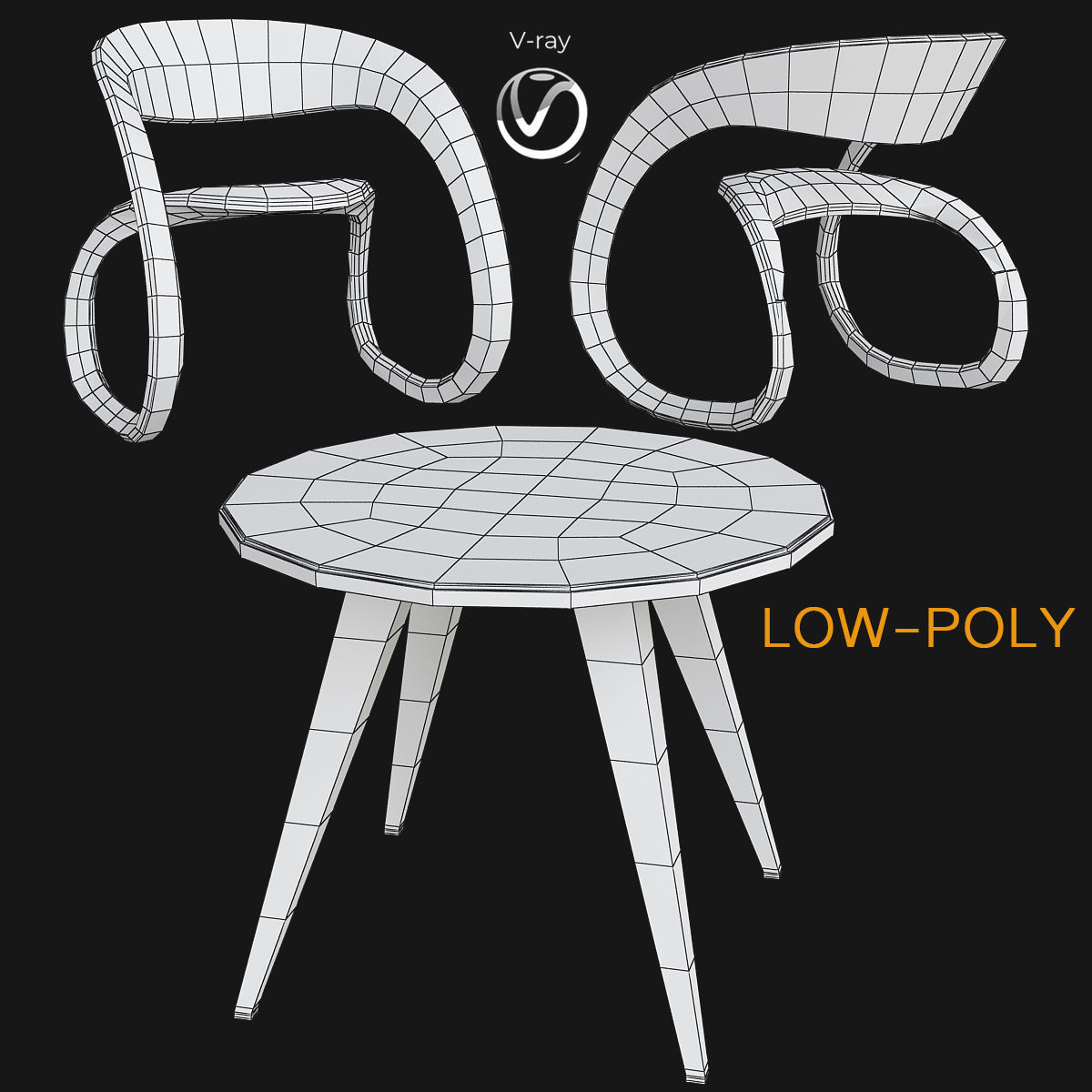 Cadeiras Design 3d model Low-poly 3D model_2