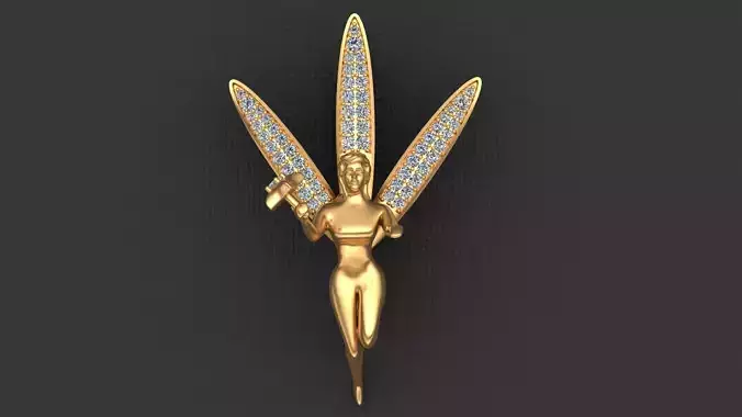 Fairy Gold Diamond Woman Earring