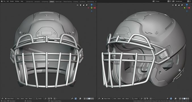 Modern Football Helmet with various Facemasks 3D print model