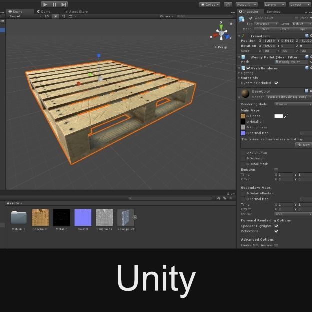 Wood Pallet - PBR Low poly Low-poly 3D model_3
