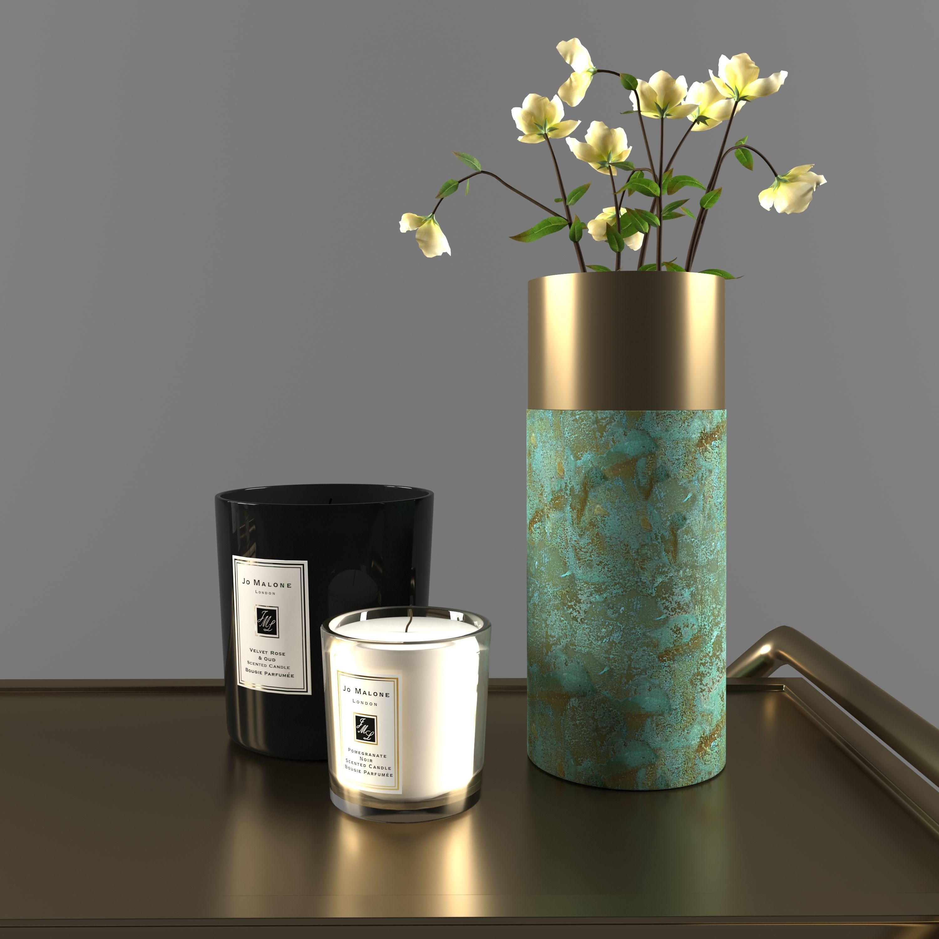 Bar Cart with Accessories 3D model_4