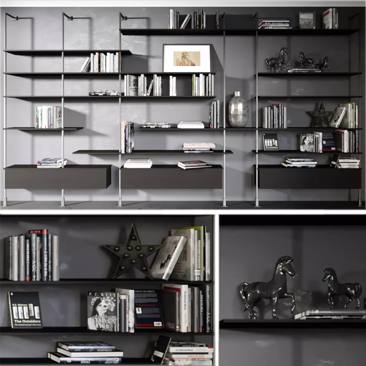 Shelving with modern decor 3D model