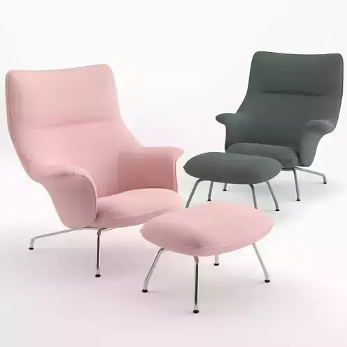 Doze Lounge Chair and Ottoman by Muuto 3D model