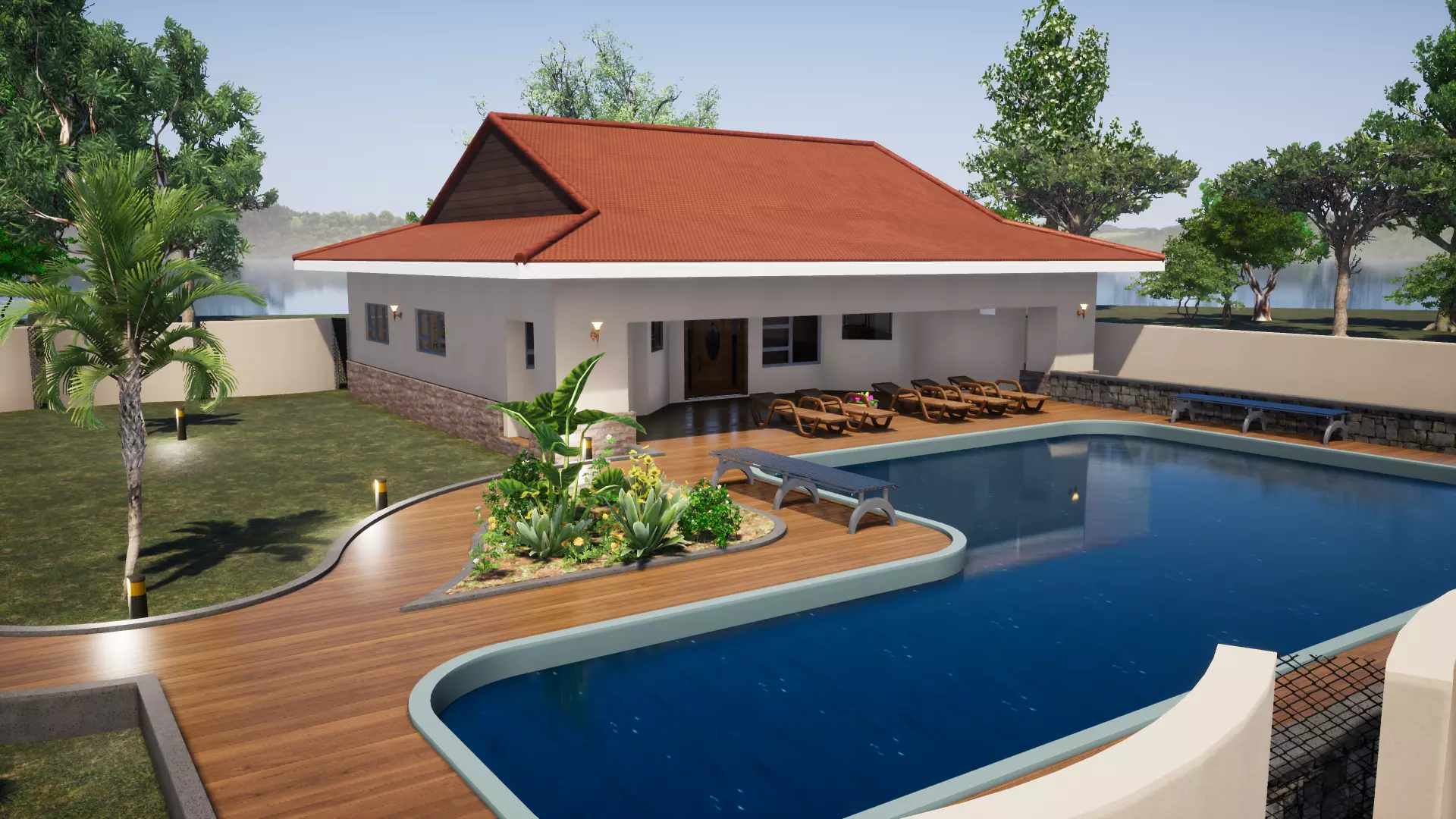 Swimming Pool House 3D model_0