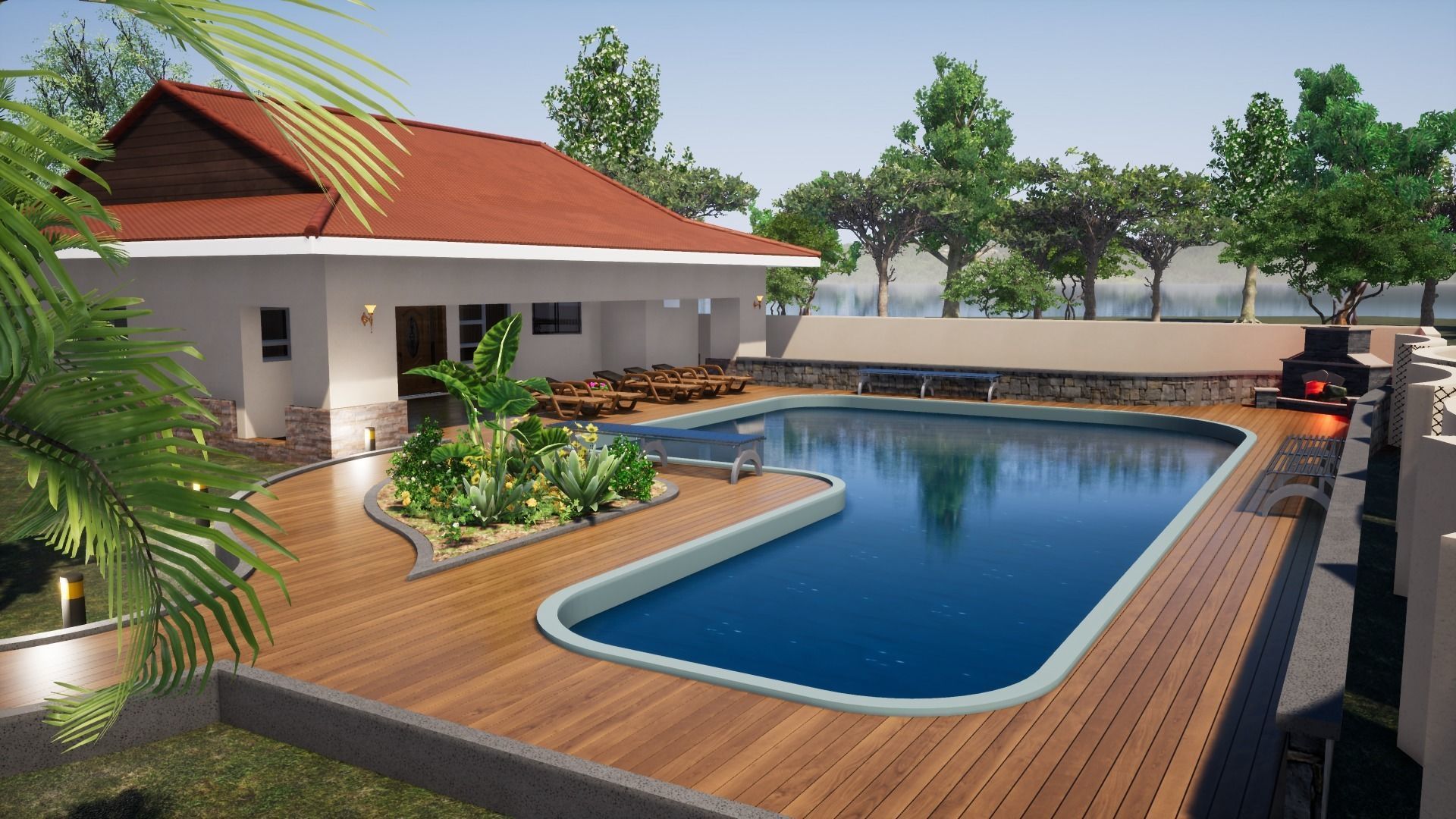 Swimming Pool House 3D model_2
