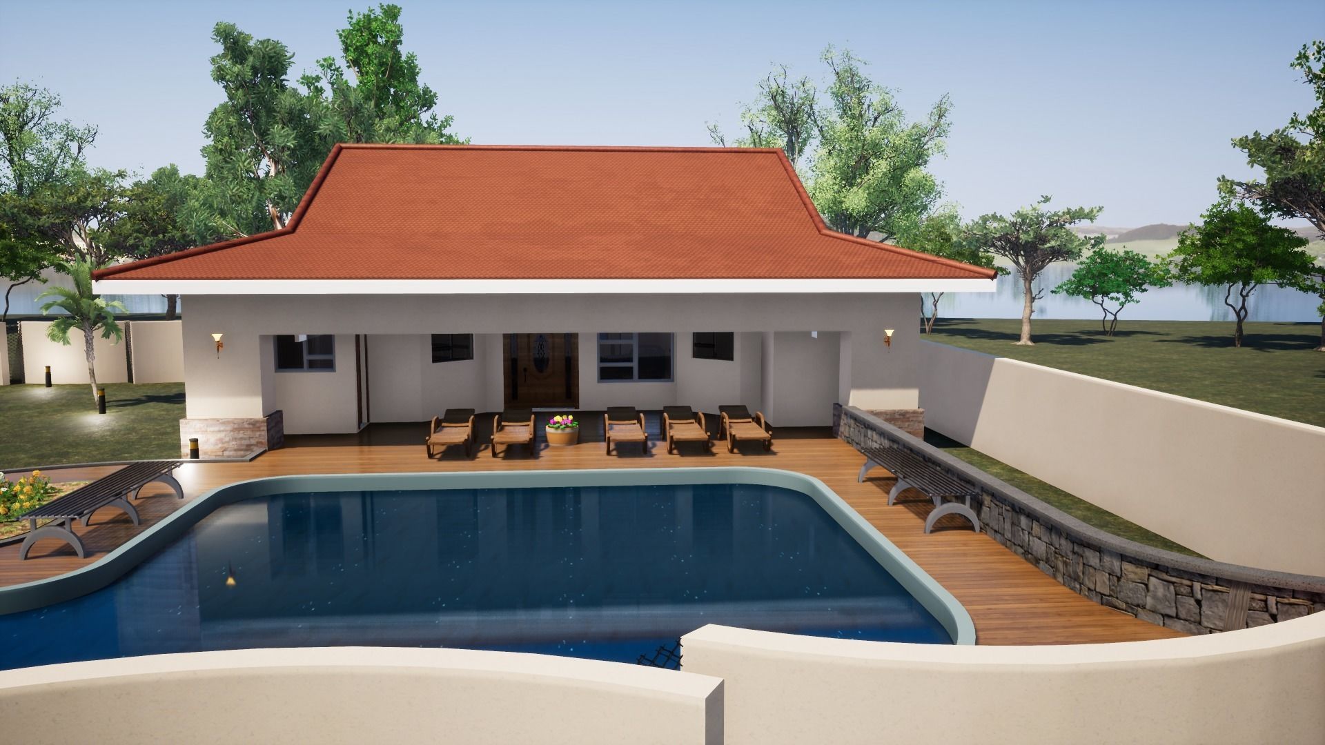 Swimming Pool House 3D model_1