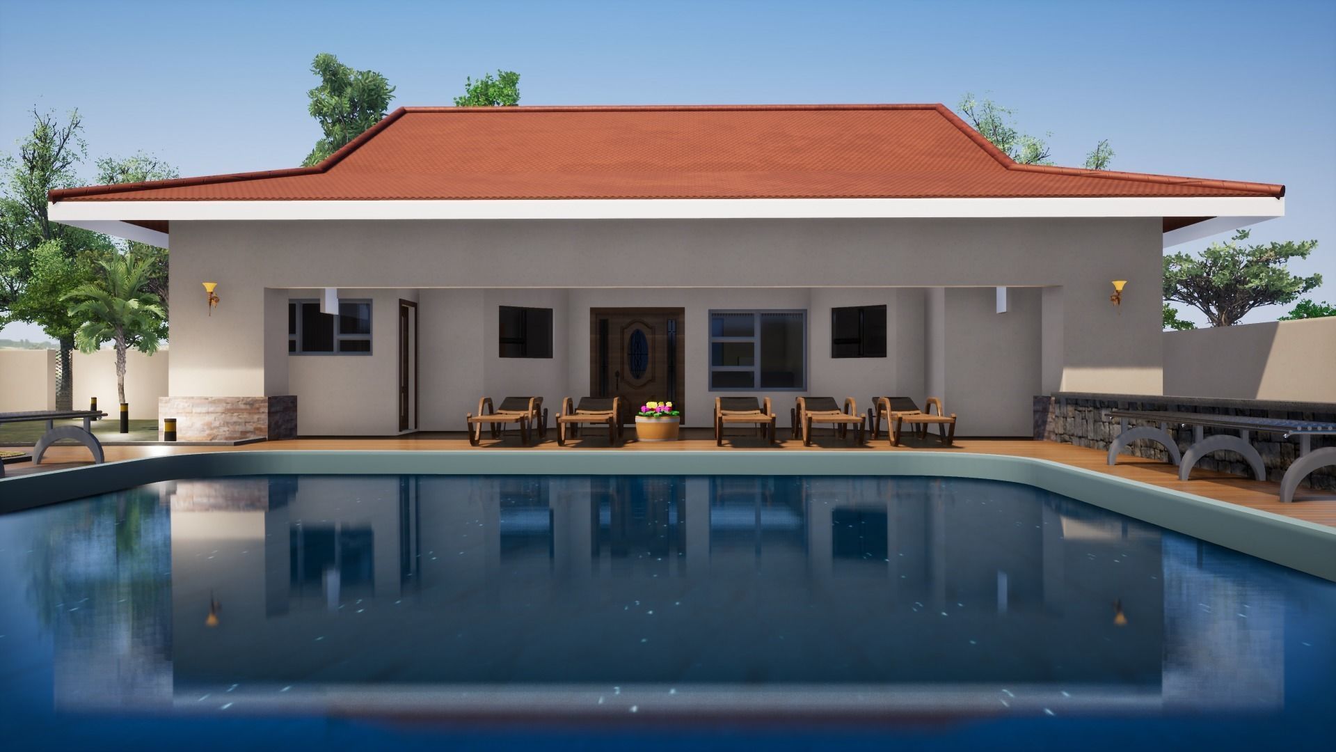 Swimming Pool House 3D model_4