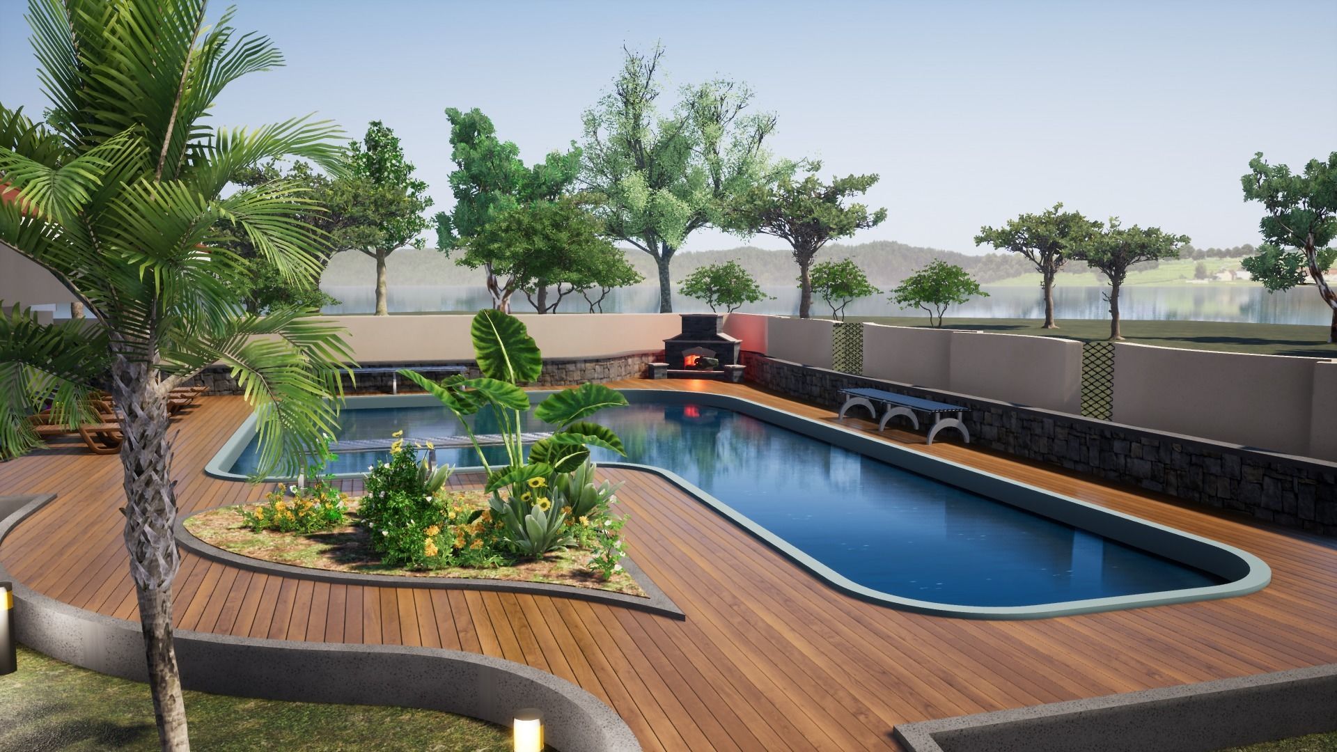 Swimming Pool House 3D model_3
