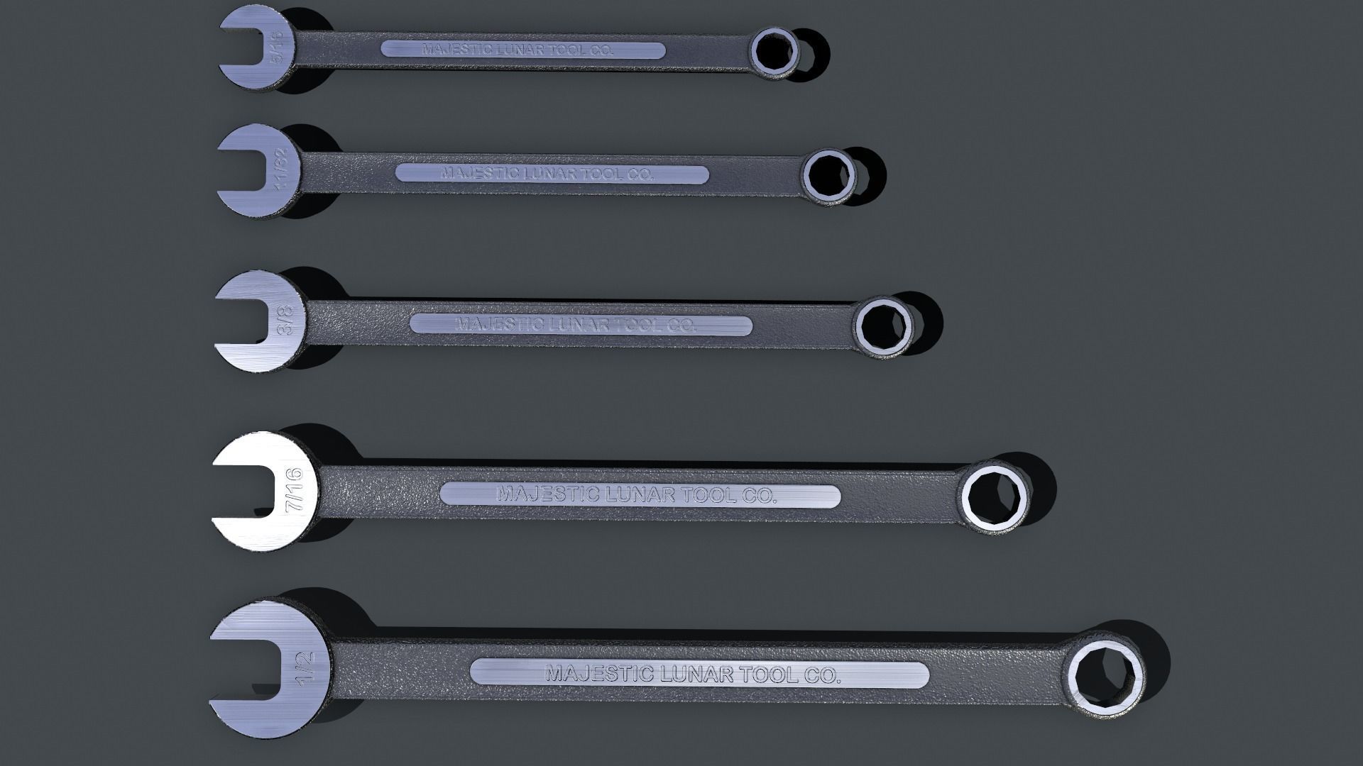 Crescent Wrench Set Low-poly 3D model_2