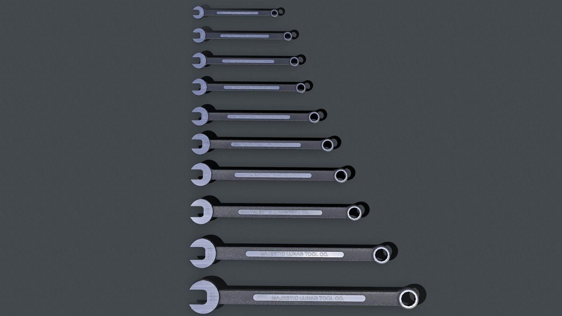 Crescent Wrench Set Low-poly 3D model_3
