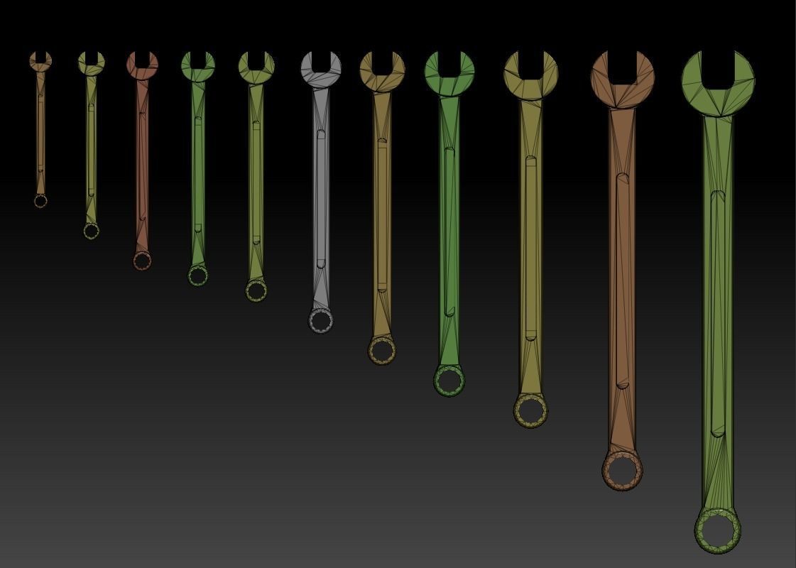 Crescent Wrench Set Low-poly 3D model_9