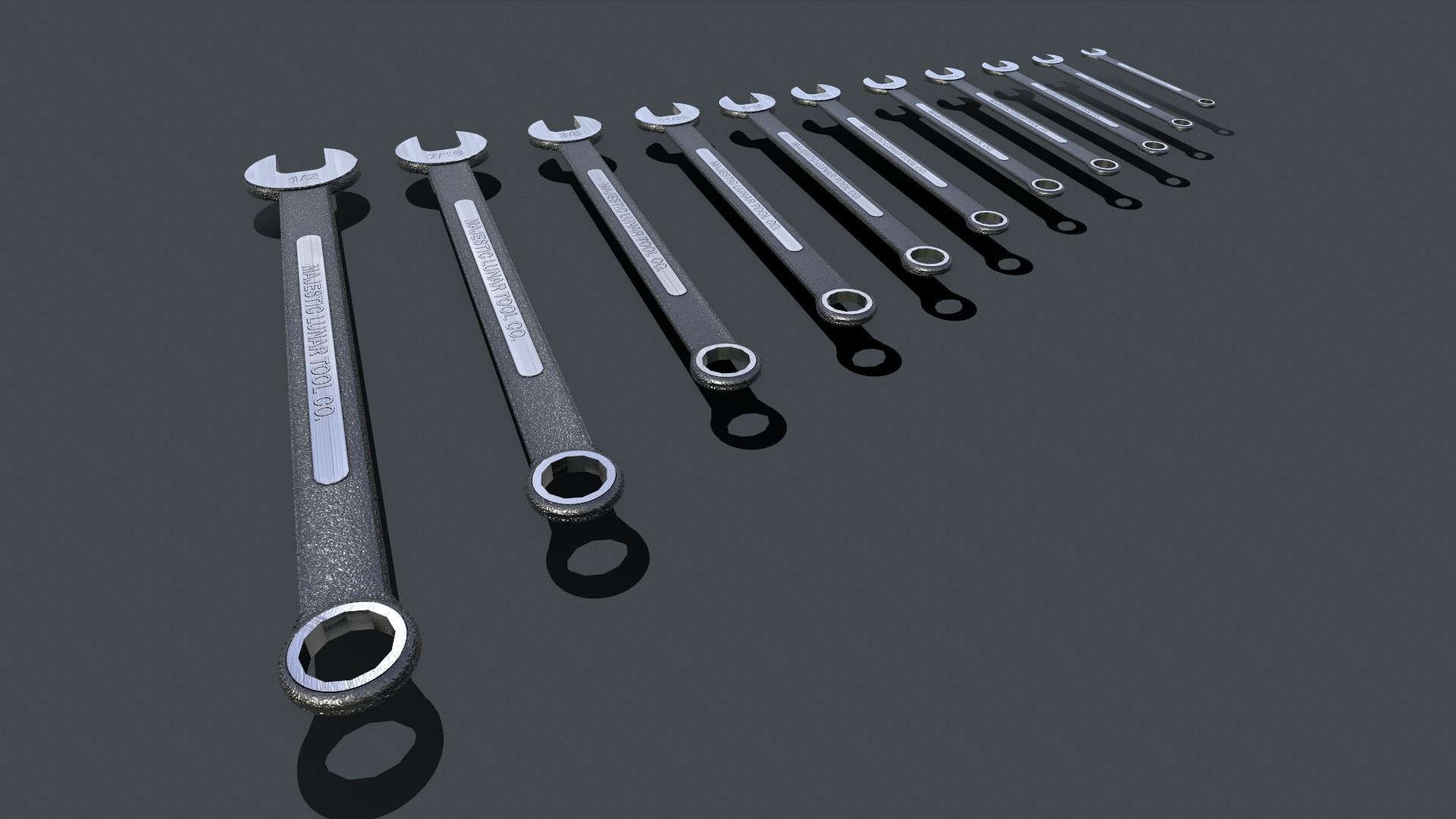 Crescent Wrench Set Low-poly 3D model_4