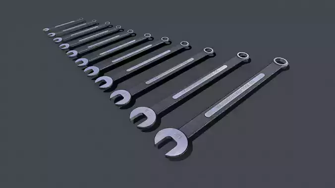 Crescent Wrench Set Low-poly 3D model