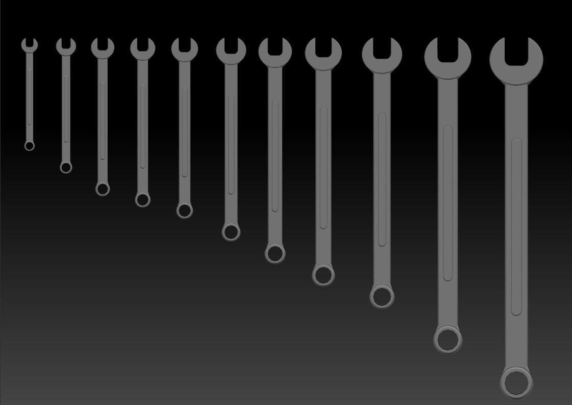 Crescent Wrench Set Low-poly 3D model_6