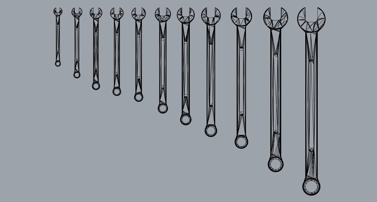 Crescent Wrench Set Low-poly 3D model_8