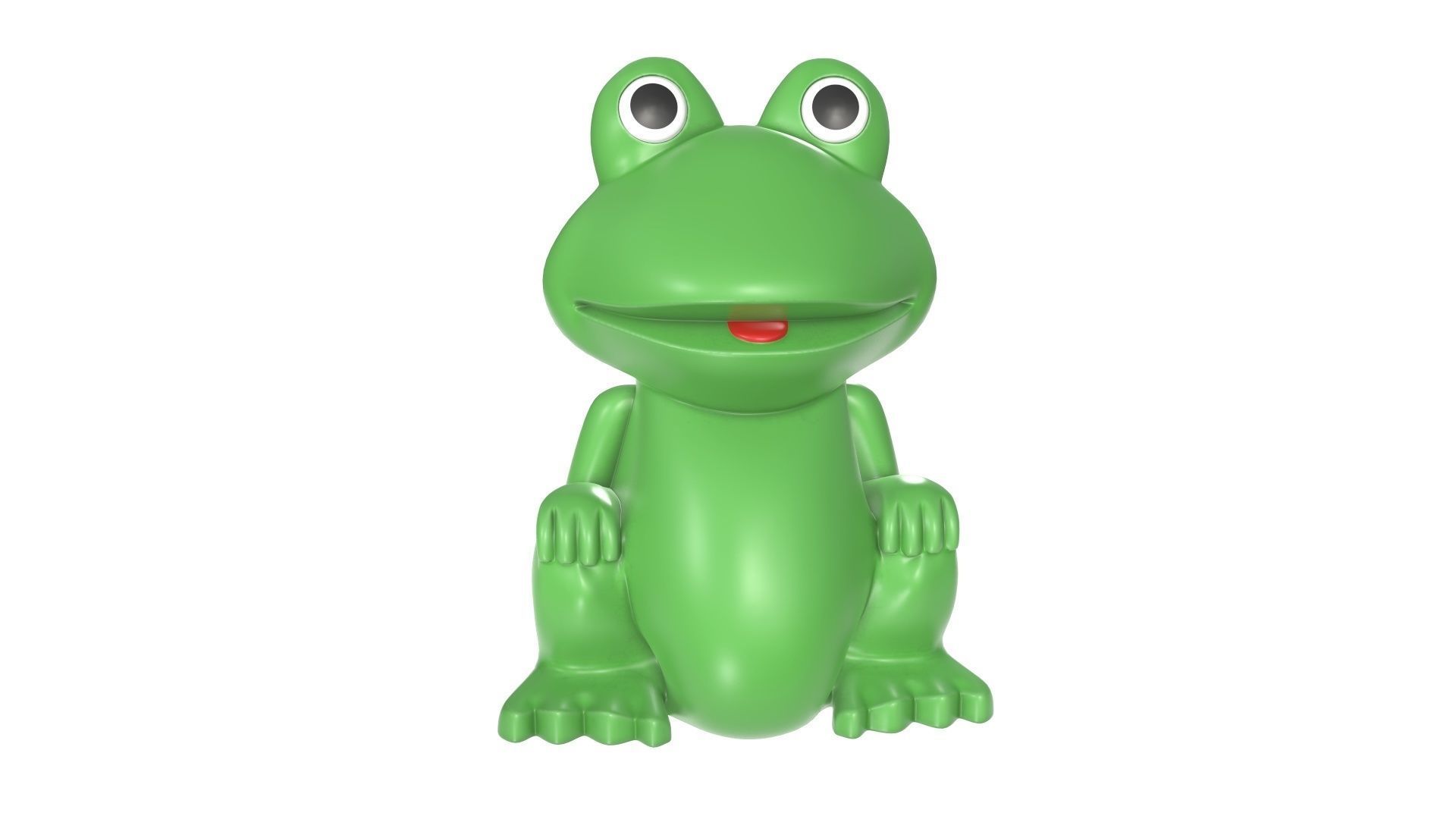 Green frog toy 3D model_2