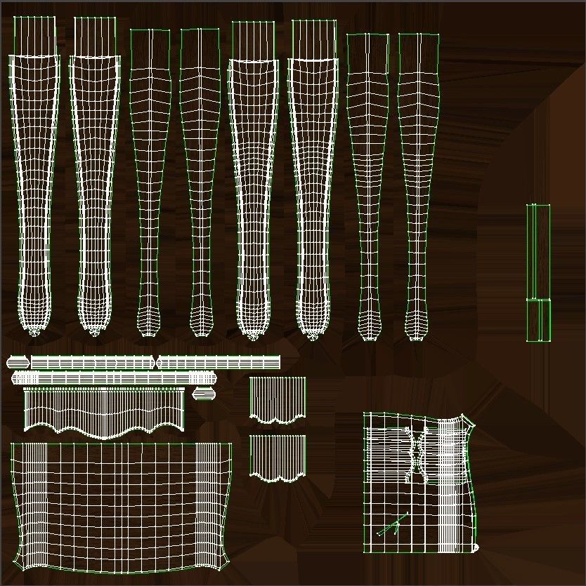 Classic side table 600 Low-poly 3D model_17