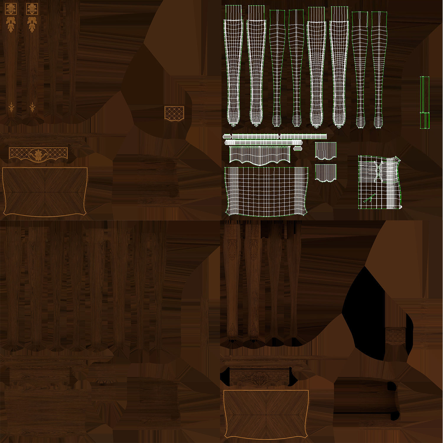 Classic side table 600 Low-poly 3D model_16