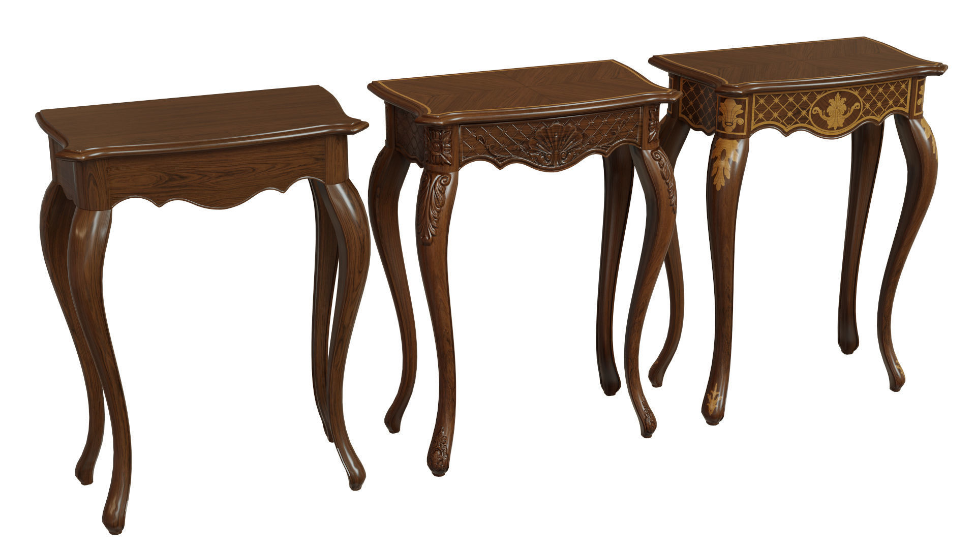 Classic side table 600 Low-poly 3D model_7