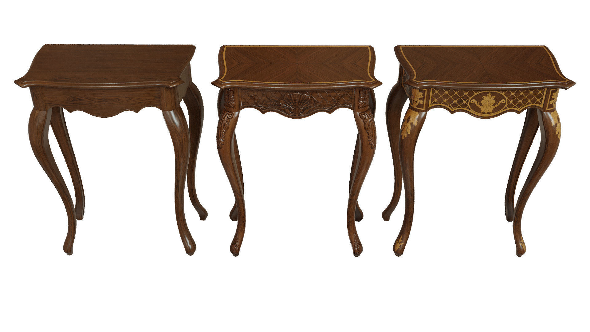 Classic side table 600 Low-poly 3D model_2