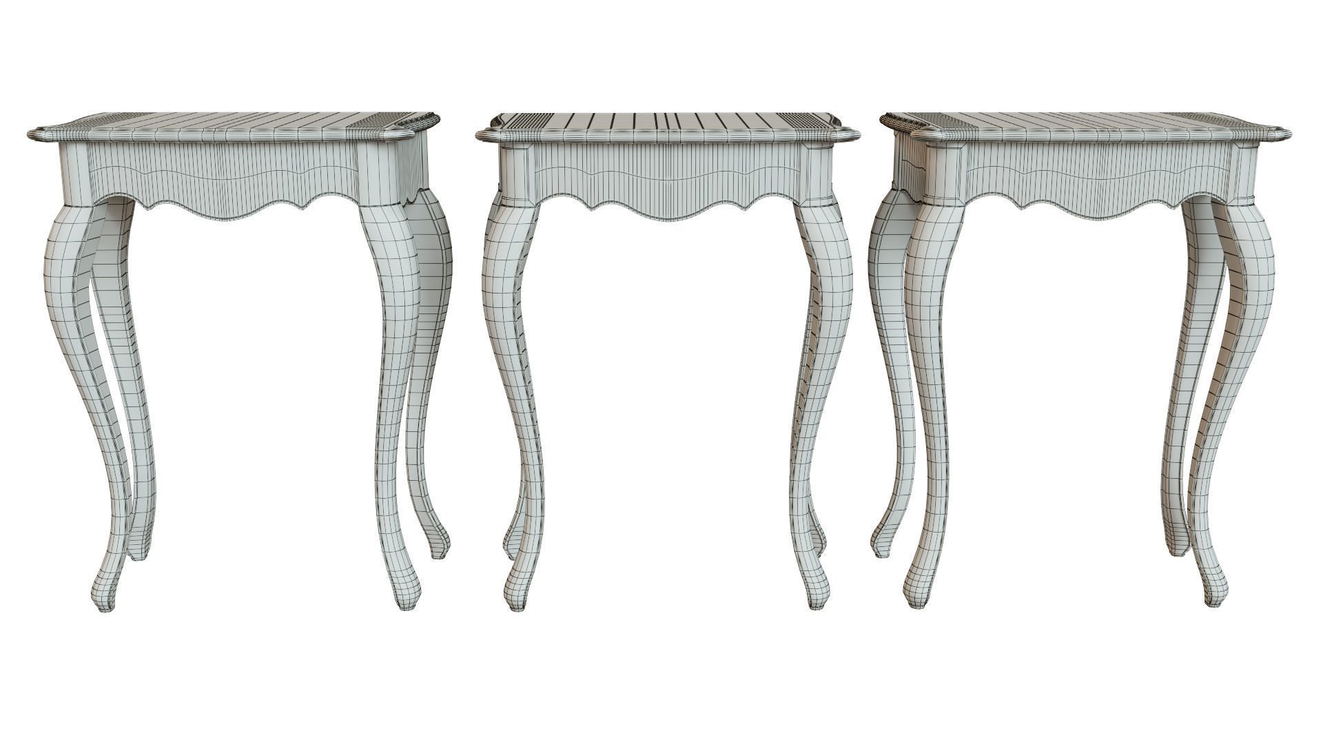 Classic side table 600 Low-poly 3D model_10